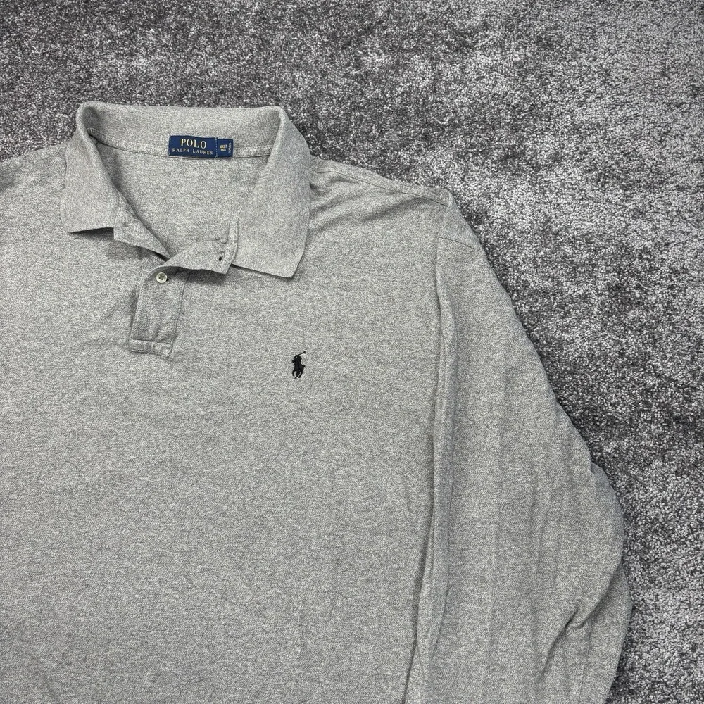 Polo Ralph Lauren Long Sleeve Polo Shirt Men's 4XLT Tall Gray Cotton Pony